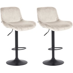 Juego de 2 taburetes de bar Solon en terciopelo negro y crema