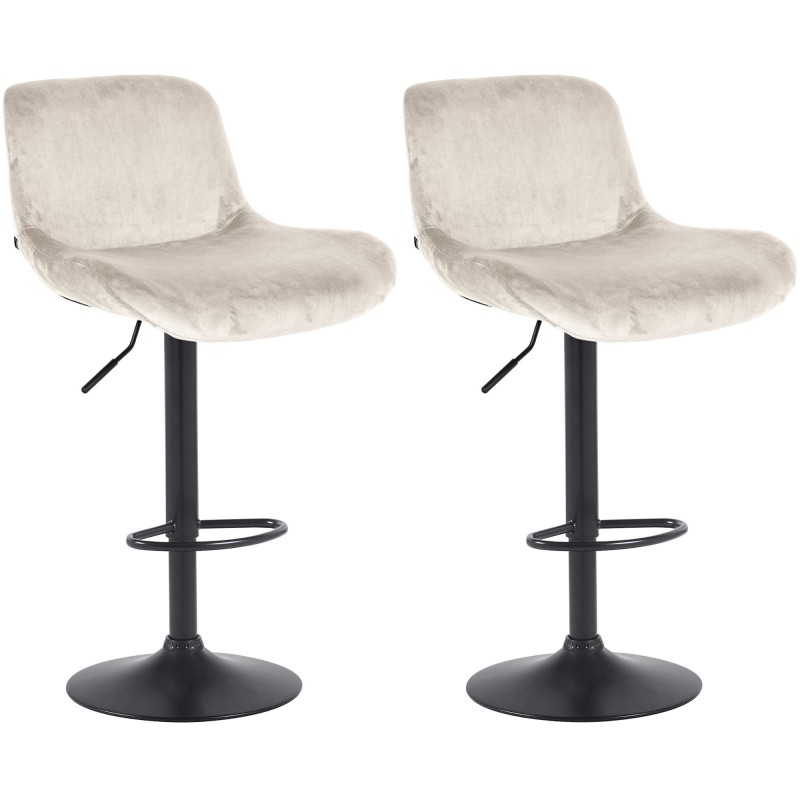 Juego de 2 taburetes de bar Solon en terciopelo negro y crema