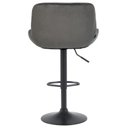 Juego de 2 taburetes de bar Solon en terciopelo negro y gris oscuro