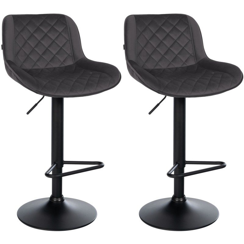 Juego de 2 taburetes de bar Kasson en terciopelo negro