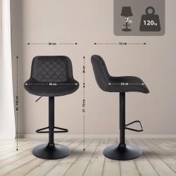 Juego de 2 taburetes de bar Kasson en terciopelo negro