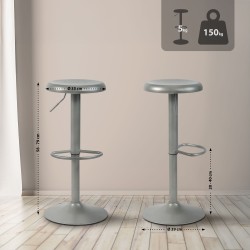 Juego de 2 taburetes de bar Williston plateados