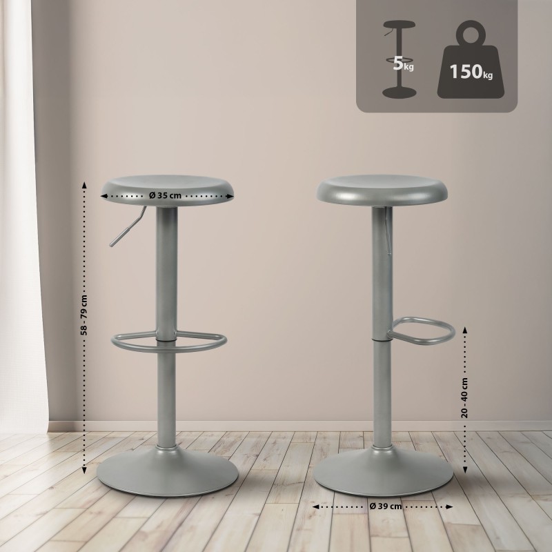 Juego de 2 taburetes de bar Williston plateados