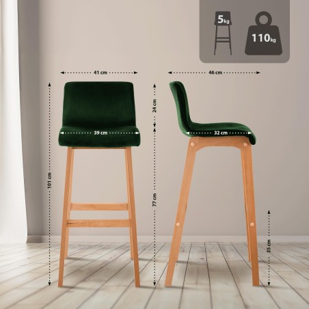 Taburete de bar Hoover Velvet Natura Green