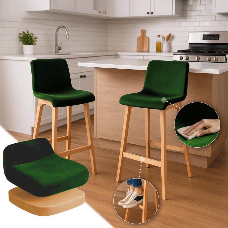 Taburete de bar Hoover Velvet Natura Green