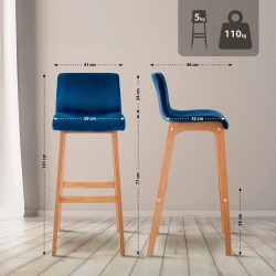 Taburete de bar Hoover Velvet Natura Blue