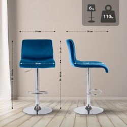 Taburete de bar Hoover Velvet C azul