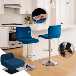 Taburete de bar Hoover Velvet C azul