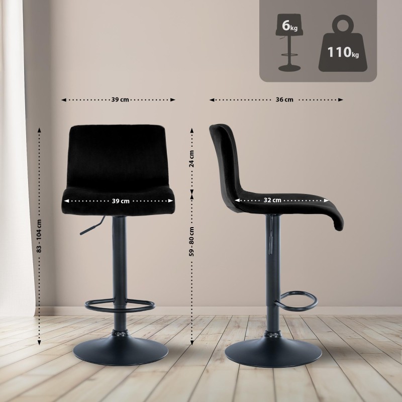 Taburete de bar Hoover Velvet B negro