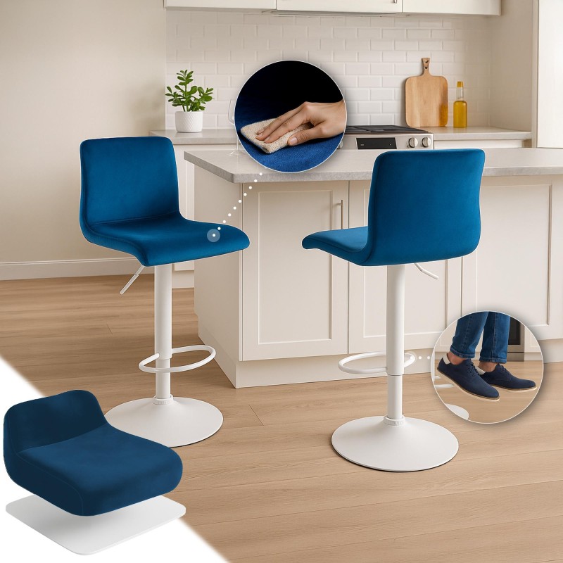 Taburete de bar Hoover Velvet W Blue