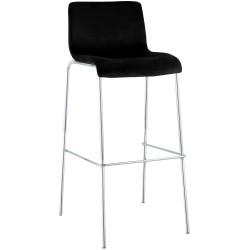 Taburete de bar Hoover Velvet de 4 patas, cromado negro
