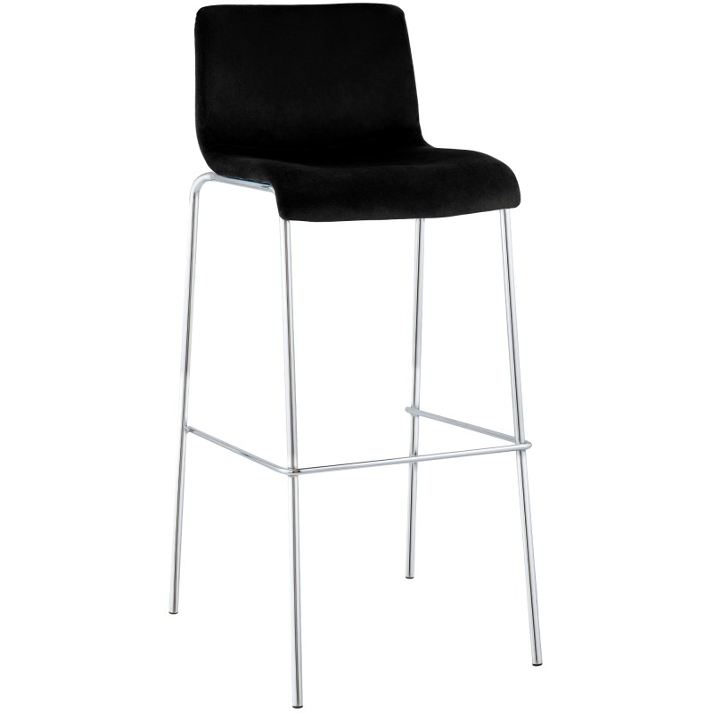 Taburete de bar Hoover Velvet de 4 patas, cromado negro