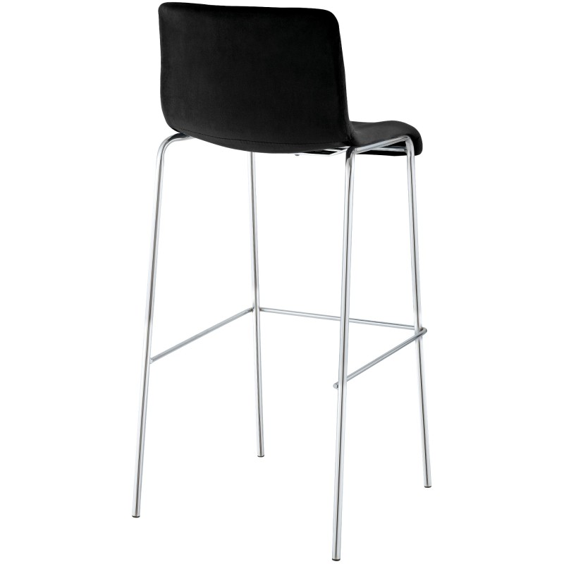 Taburete de bar Hoover Velvet de 4 patas, cromado negro