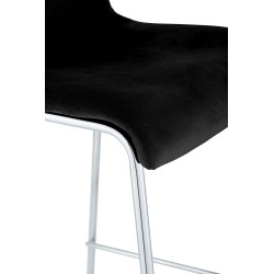 Taburete de bar Hoover Velvet de 4 patas, cromado negro