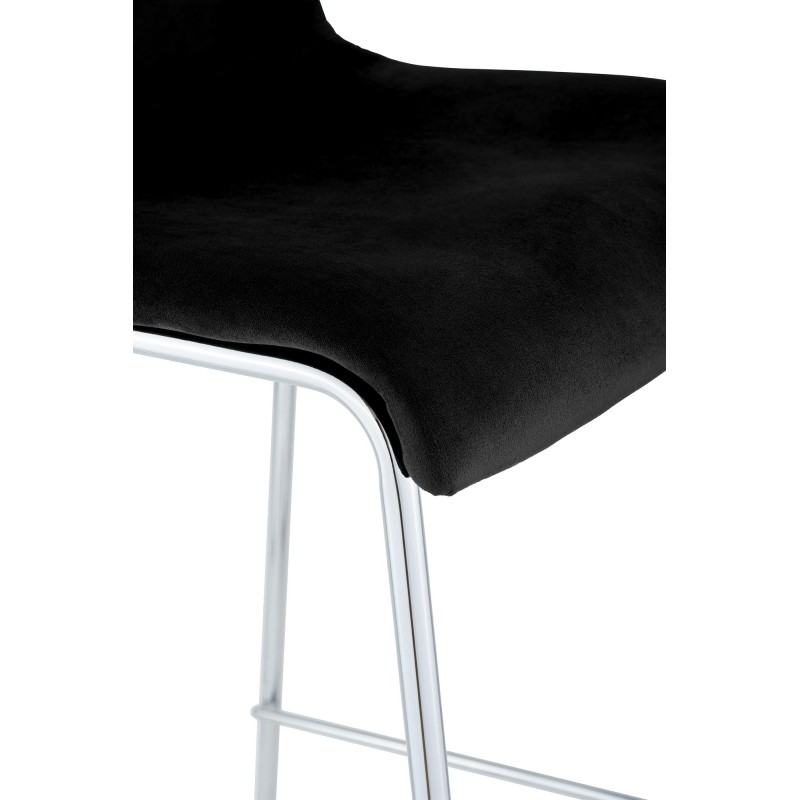 Taburete de bar Hoover Velvet de 4 patas, cromado negro