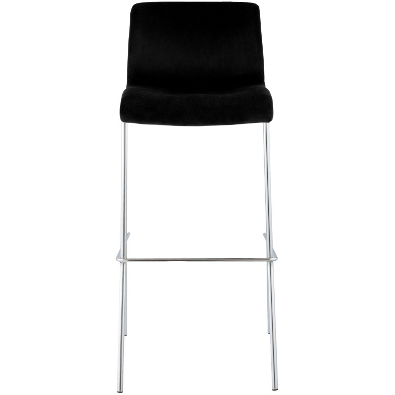 Taburete de bar Hoover Velvet de 4 patas, cromado negro