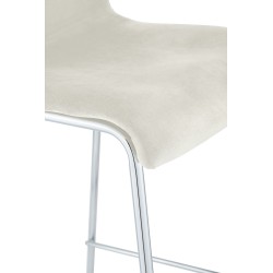 Taburete de bar de 4 patas de terciopelo crema cromado Hoover