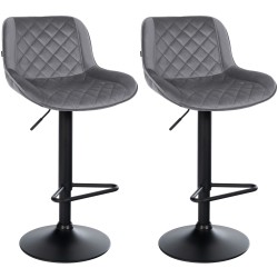 Juego de 2 taburetes de bar Kasson de terciopelo gris oscuro