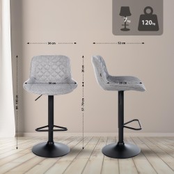 Juego de 2 taburetes de bar Kasson en tela gris