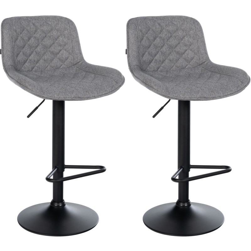 Juego de 2 taburetes de bar Kasson en tela gris oscuro