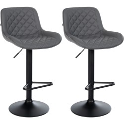 Juego de 2 taburetes de bar Kasson, piel sintética gris