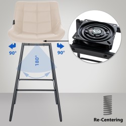 Juego de 4 taburetes de bar giratorios de piel sintética color crema Weston