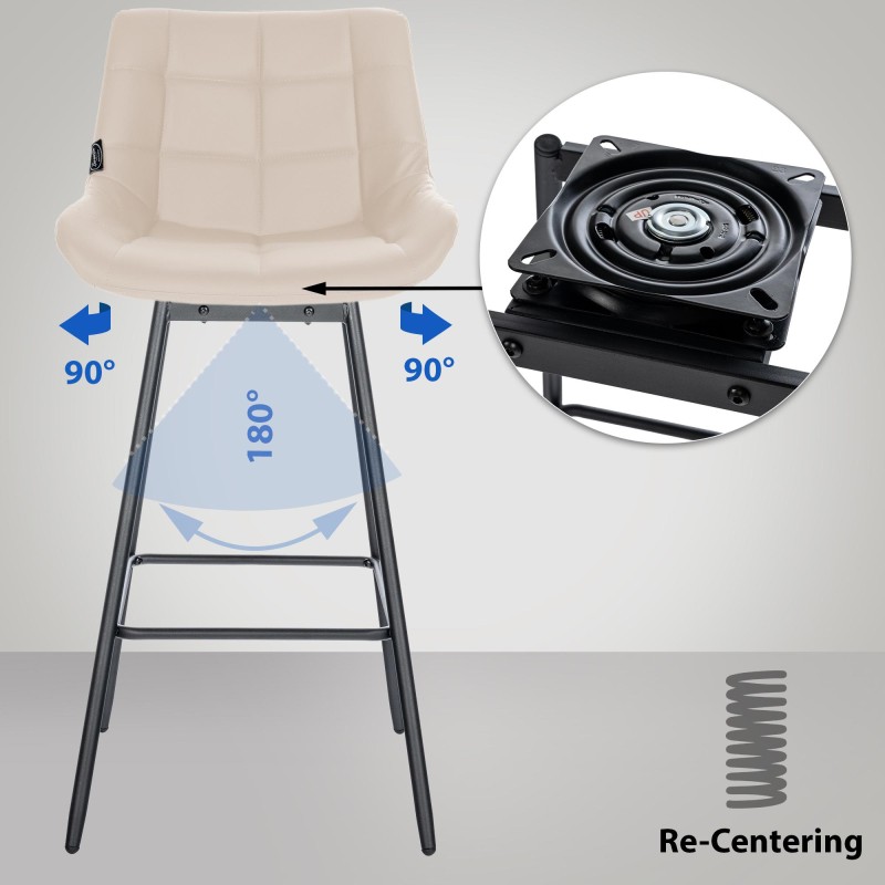 Juego de 4 taburetes de bar giratorios de piel sintética color crema Weston