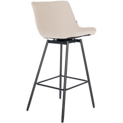 Juego de 4 taburetes de bar giratorios de piel sintética color crema Weston