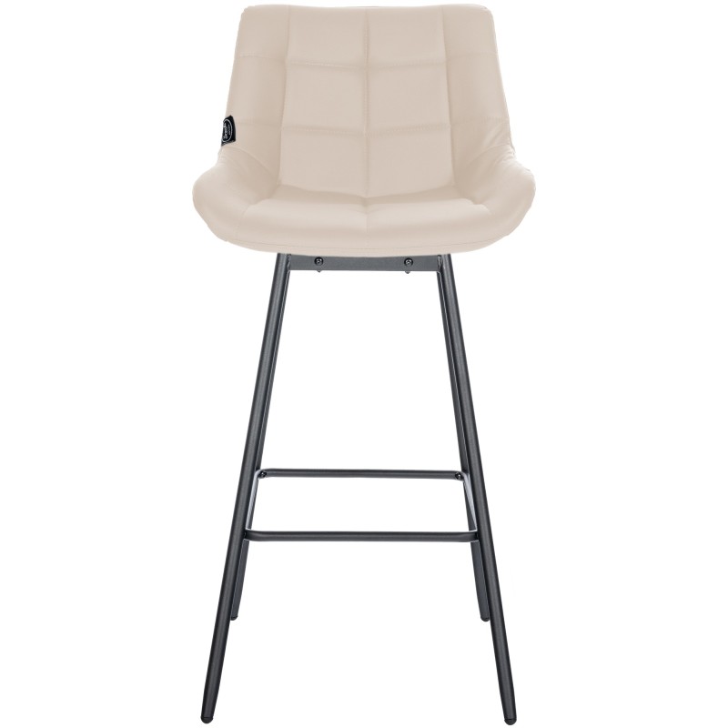 Juego de 4 taburetes de bar giratorios de piel sintética color crema Weston