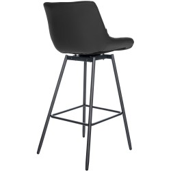 Juego de 4 taburetes de bar giratorios Weston de piel sintética negra
