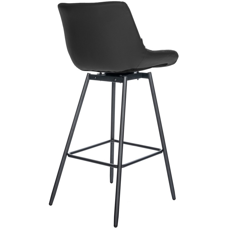 Juego de 4 taburetes de bar giratorios Weston de piel sintética negra