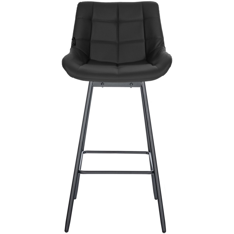 Juego de 4 taburetes de bar giratorios Weston de piel sintética negra