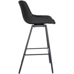 Juego de 4 taburetes de bar giratorios Weston de piel sintética negra