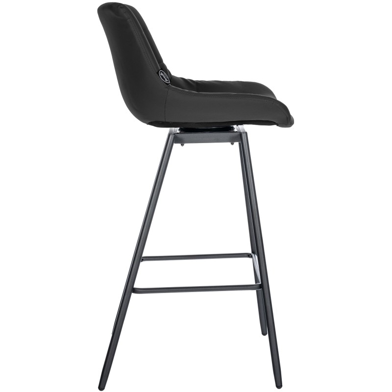 Juego de 4 taburetes de bar giratorios Weston de piel sintética negra