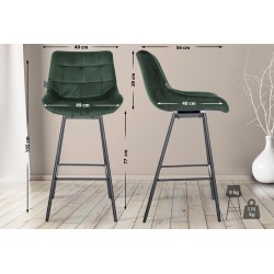 Juego de 4 taburetes de bar giratorios Weston en terciopelo verde oscuro