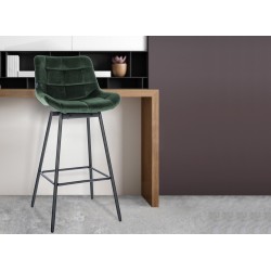 Juego de 4 taburetes de bar giratorios Weston en terciopelo verde oscuro