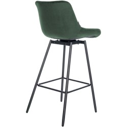 Juego de 4 taburetes de bar giratorios Weston en terciopelo verde oscuro