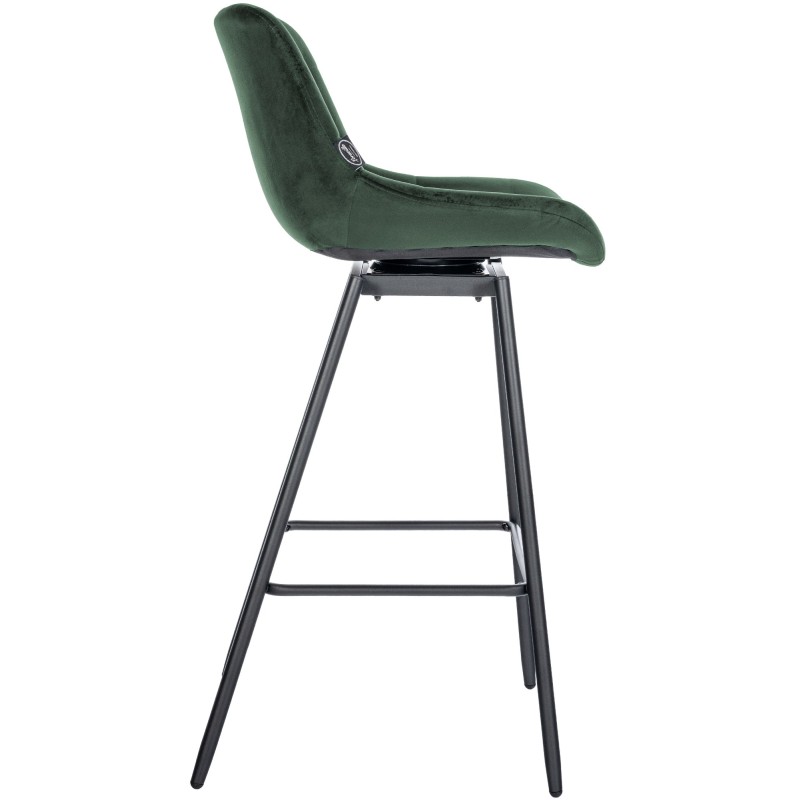 Juego de 4 taburetes de bar giratorios Weston en terciopelo verde oscuro