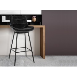 Juego de 4 taburetes de bar giratorios de terciopelo negro Weston