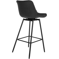 Juego de 4 taburetes de bar giratorios de terciopelo negro Weston