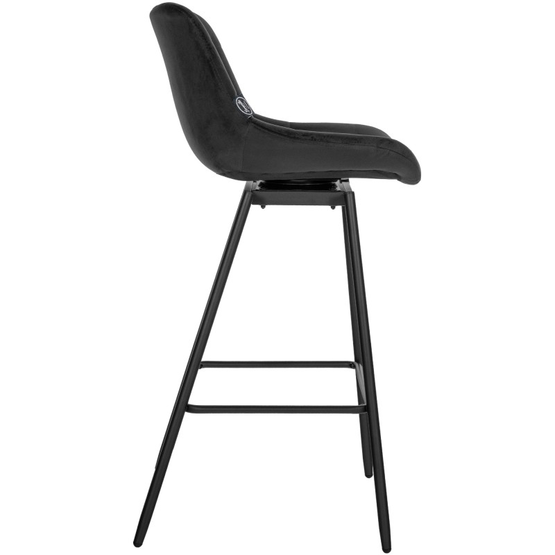 Juego de 4 taburetes de bar giratorios de terciopelo negro Weston