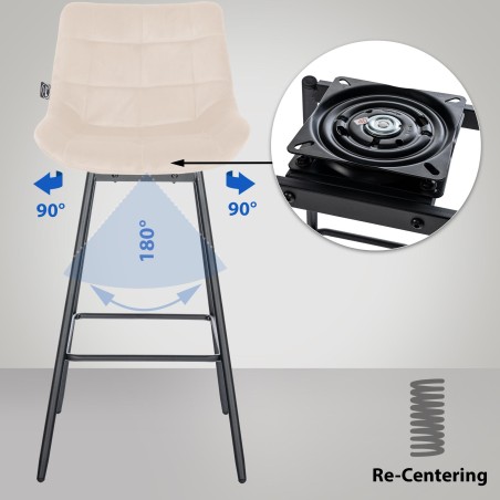 Juego de 4 taburetes de bar giratorios de terciopelo crema Weston