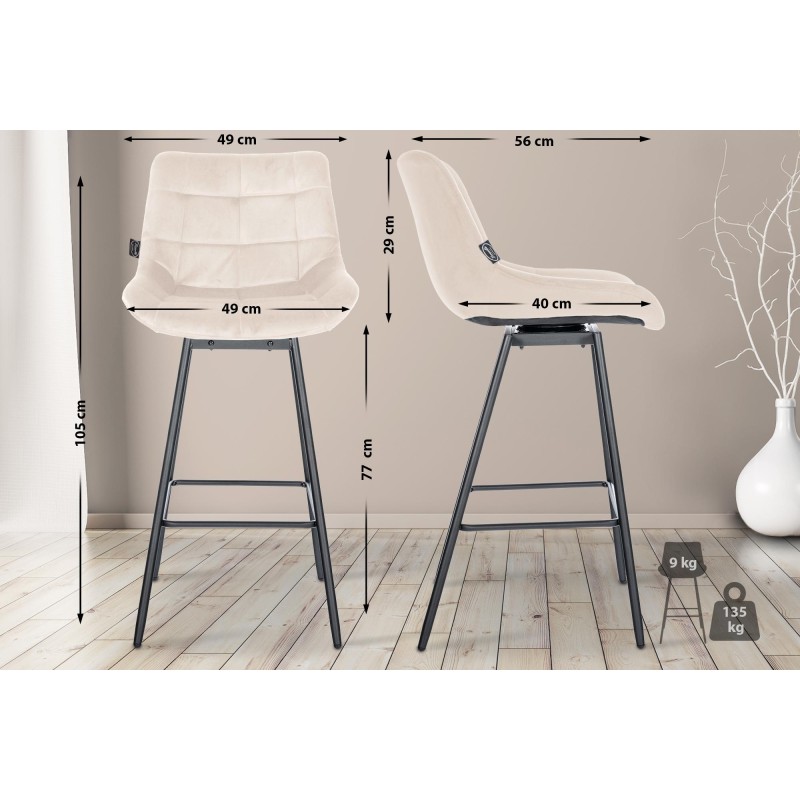 Juego de 4 taburetes de bar giratorios de terciopelo crema Weston