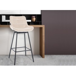 Juego de 4 taburetes de bar giratorios de terciopelo crema Weston