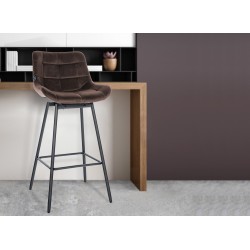 Juego de 4 taburetes de bar giratorios de terciopelo marrón Weston