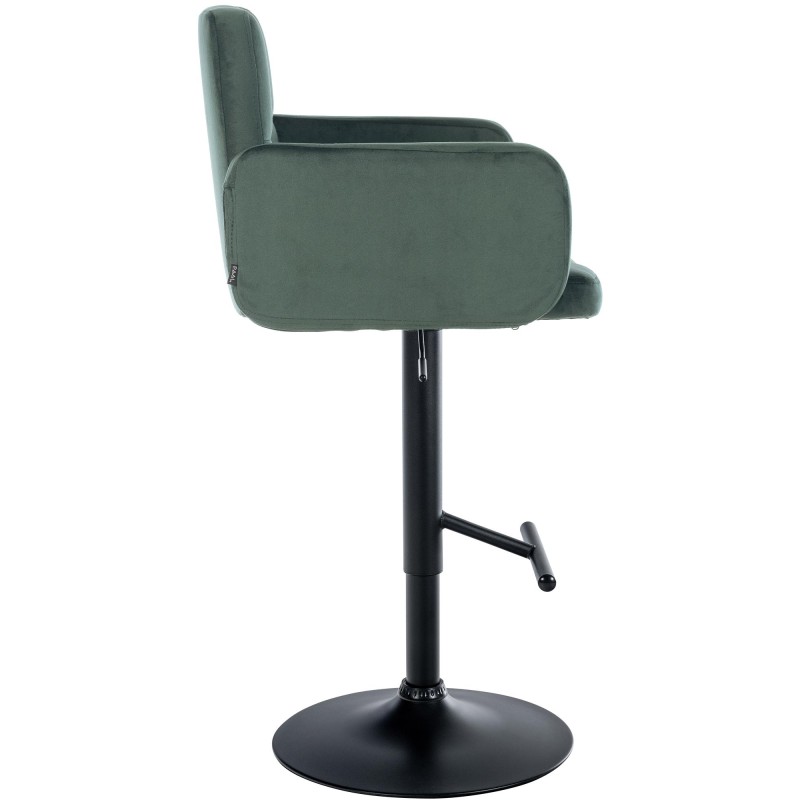 Juego de 2 taburetes de bar Los Ángeles en terciopelo negro y verde oscuro