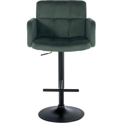 Juego de 2 taburetes de bar Los Ángeles en terciopelo negro y verde oscuro