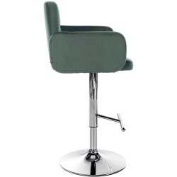 Juego de 2 taburetes de bar Los Ángeles en terciopelo verde oscuro y cromo