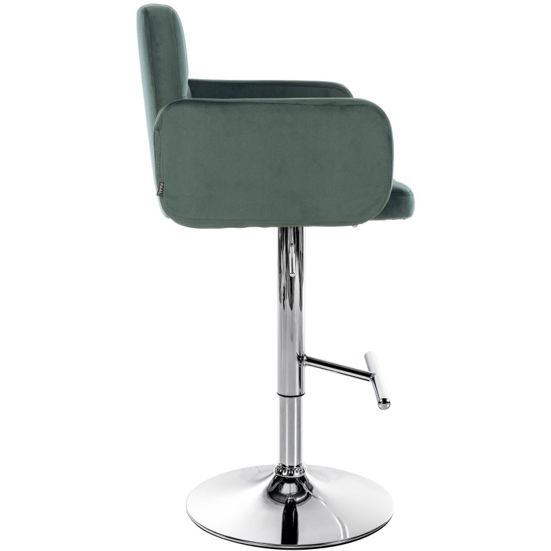 Juego de 2 taburetes de bar Los Ángeles en terciopelo verde oscuro y cromo