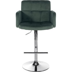 Juego de 2 taburetes de bar Los Ángeles en terciopelo verde oscuro y cromo